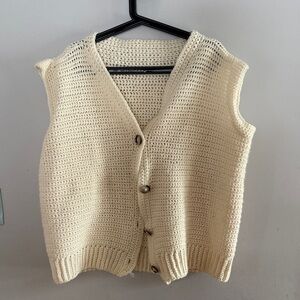 Elegant Cream V-Neck Sweater Vest